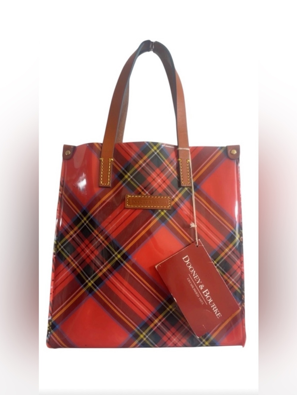 Dooney & Bourke Red Tartan Patent Leather Tote NWT